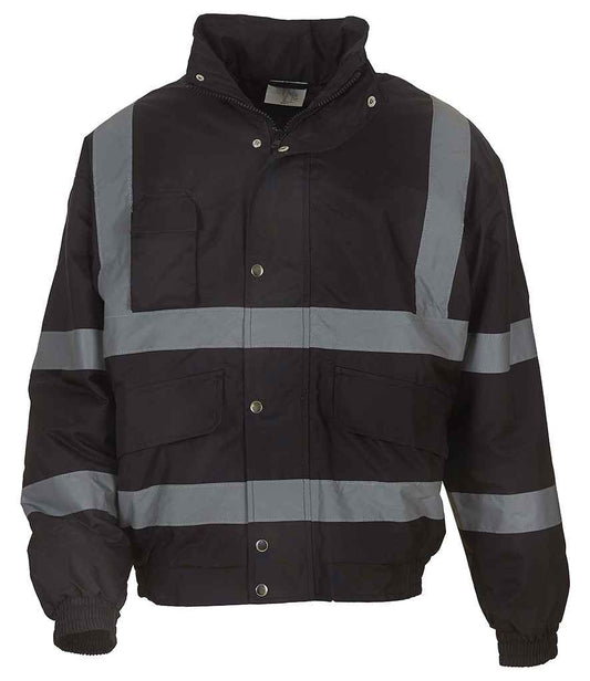 Yoko Hi-Vis Classic Bomber Jacket - Black (YK200)
