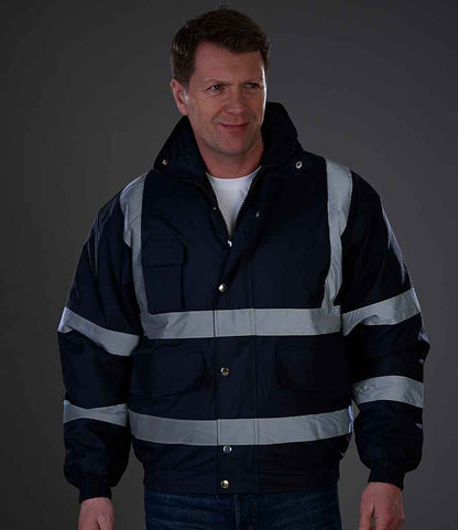 Yoko Hi-Vis Classic Bomber Jacket - Navy (YK200)
