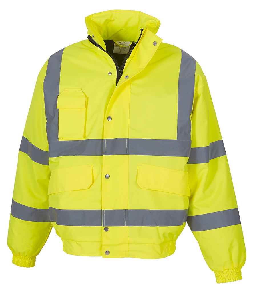 Yoko Kids Hi-Vis Bomber Jacket - Yellow (YK200B)