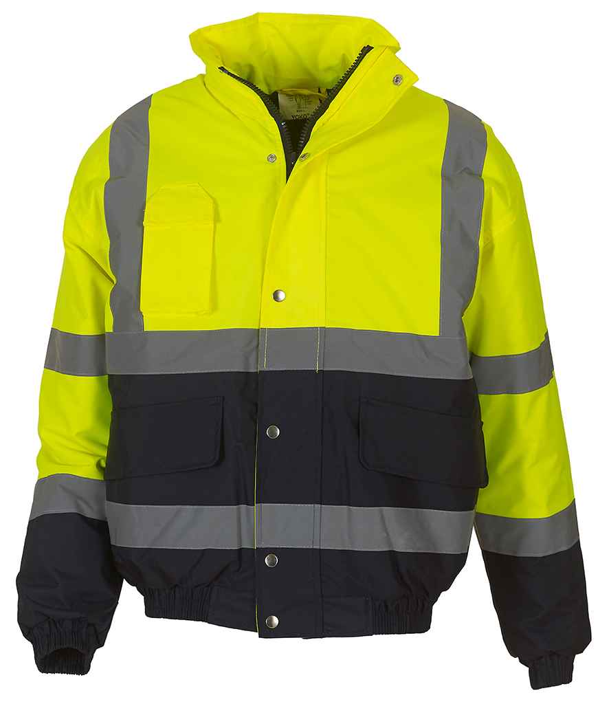 Yoko Hi-Vis Two Tone Bomber Jacket - Yellow/Navy (YK201)