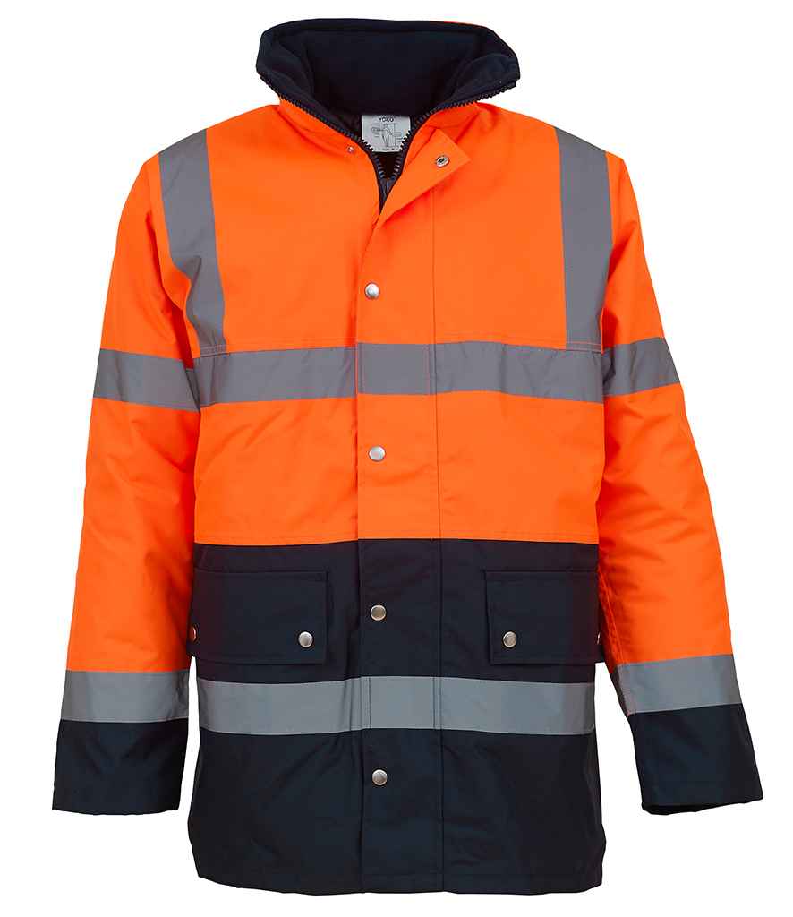 Yoko Hi-Vis Two Tone Motorway Jacket - Orange/Navy (YK204)