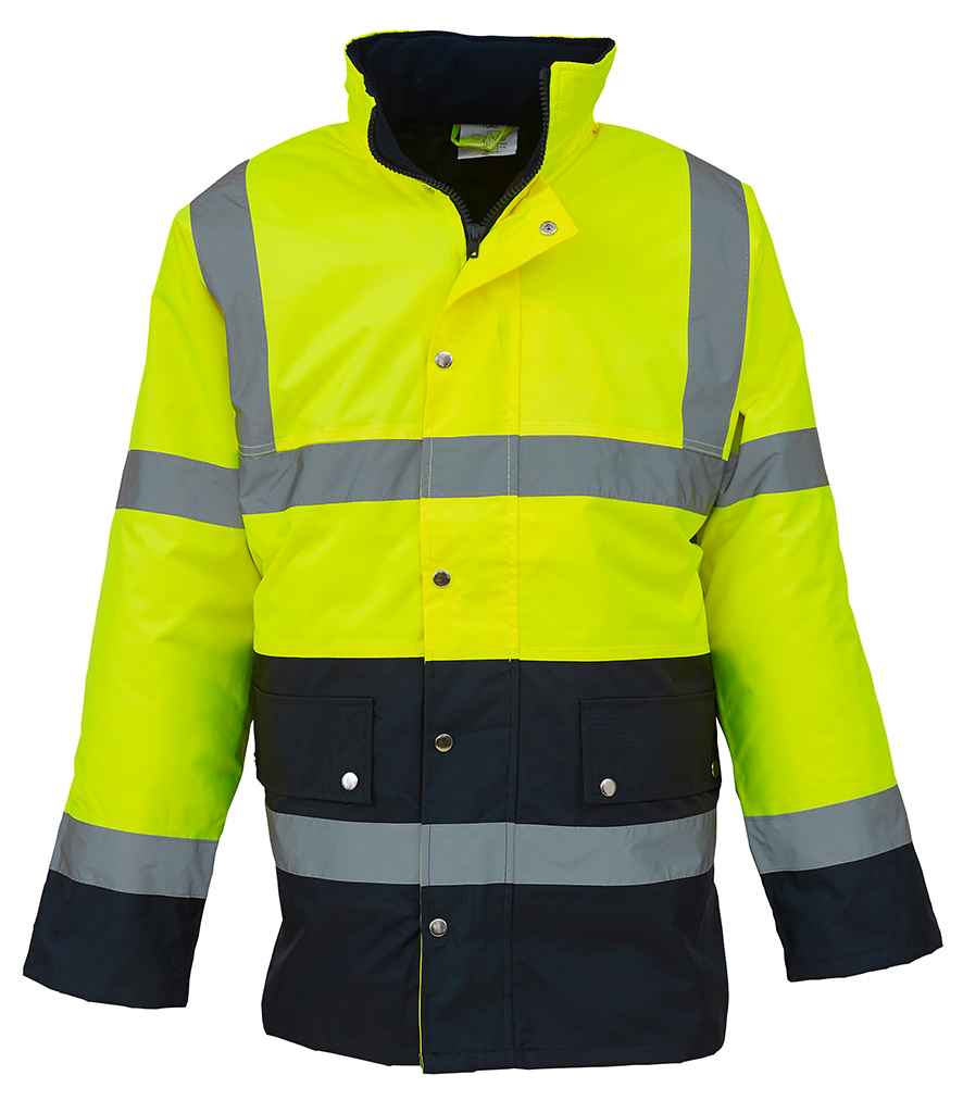Yoko Hi-Vis Two Tone Motorway Jacket - Yellow/Navy (YK204)