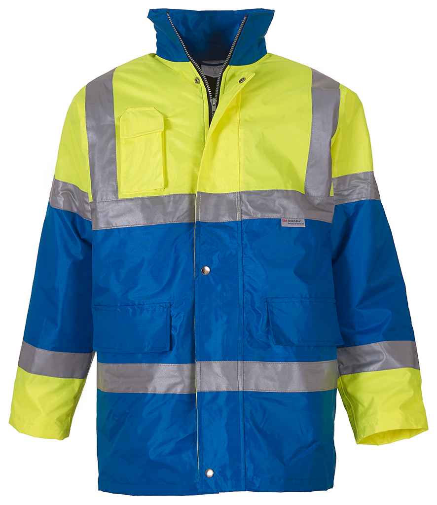 Yoko Hi-Vis Contrast Jacket - Yellow/Royal Blue (YK205)