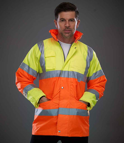 Yoko Hi-Vis Contrast Jacket - Yellow/Orange (YK205)