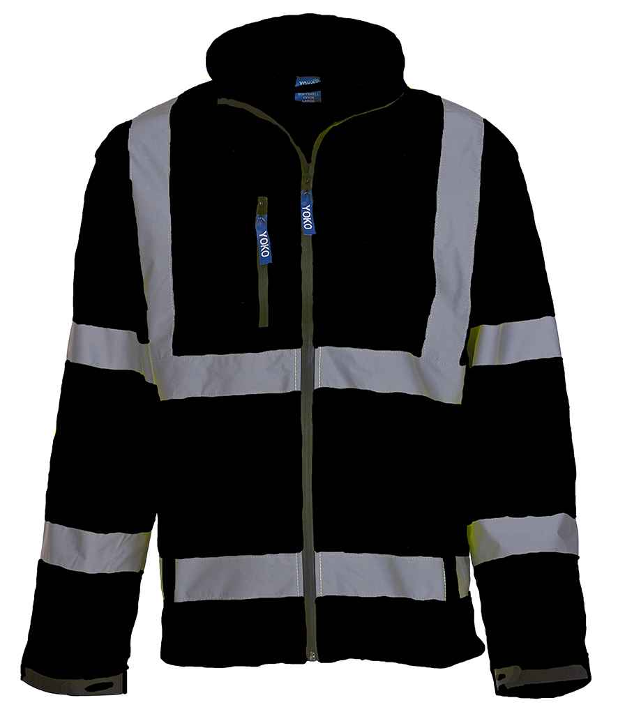 Yoko Hi-Vis Soft Shell Jacket - Black (YK206)