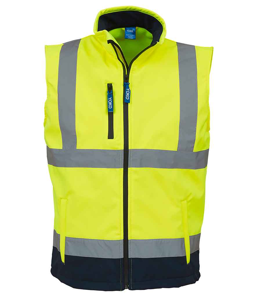 Yoko Hi-Vis Soft Shell Gilet - Yellow/Navy (YK207)