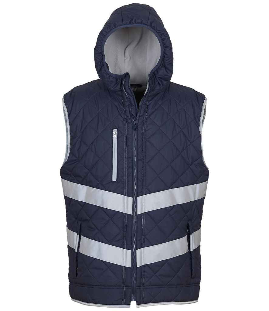 Yoko Hi-Vis Kensington Hooded Gilet - Navy (YK216)