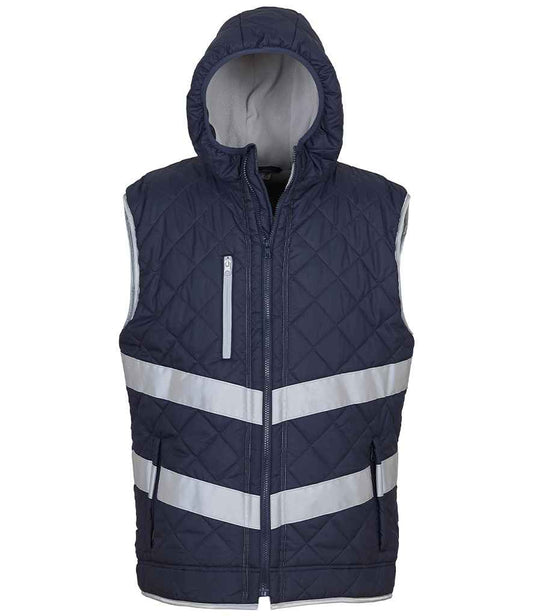 Yoko Hi-Vis Kensington Hooded Gilet - Navy (YK216)