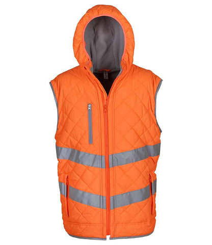 Yoko Hi-Vis Kensington Hooded Gilet - Orange (YK216)