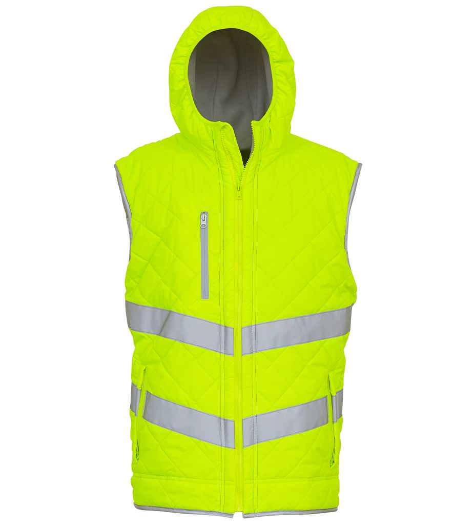 Yoko Hi-Vis Kensington Hooded Gilet - Yellow (YK216)