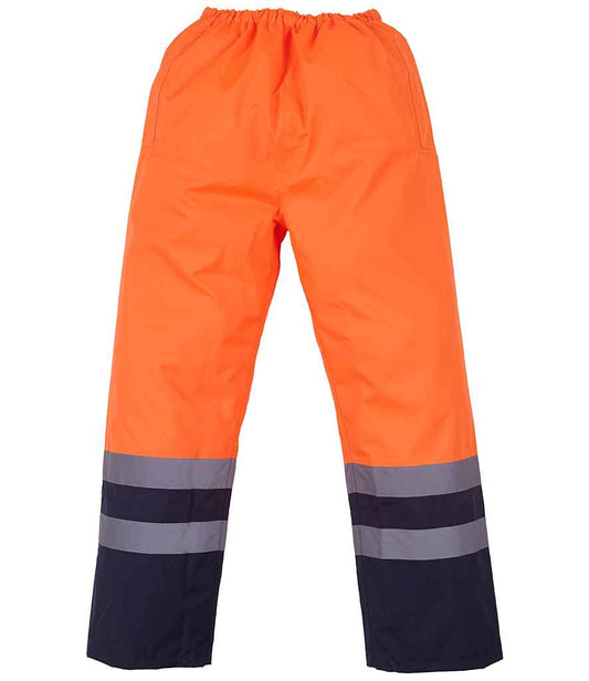 Yoko Hi-Vis Two Tone Waterproof Overtrousers - Orange/Navy (YK217)