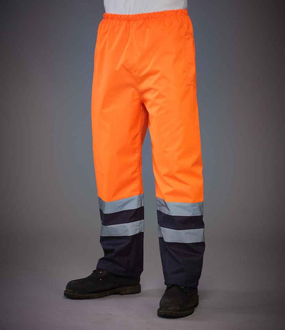 Yoko Hi-Vis Two Tone Waterproof Overtrousers - Orange/Navy (YK217)