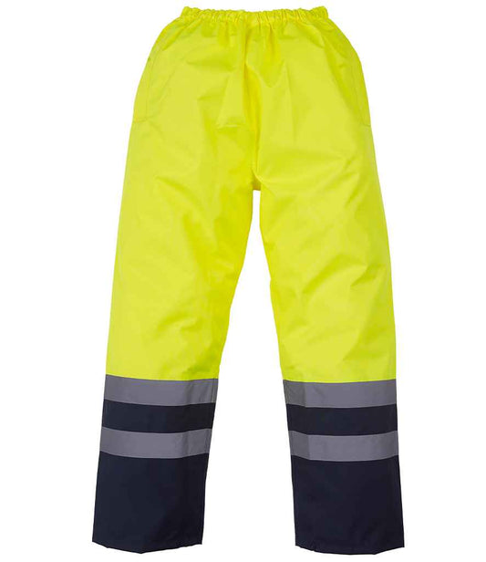 Yoko Hi-Vis Two Tone Waterproof Overtrousers - Yellow/Navy (YK217)