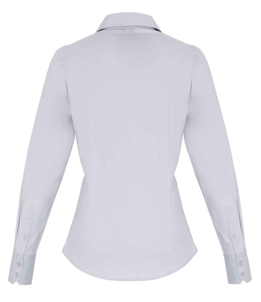 Premier Ladies Long Sleeve Stretch Fit Poplin Shirt - BACK