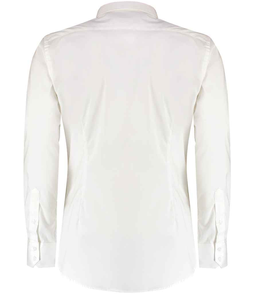 Kustom Kit Slim Fit Stretch Long Sleeve Oxford Shirt - BACK
