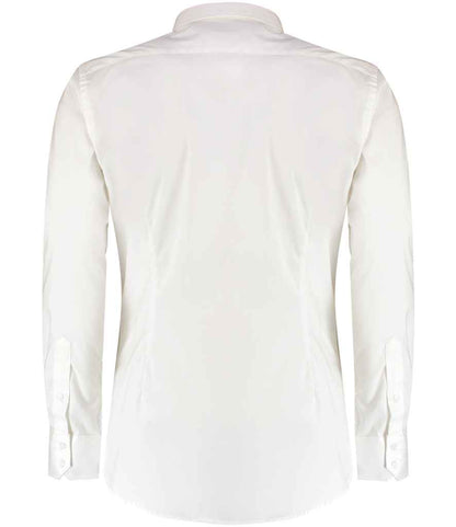 Kustom Kit Slim Fit Stretch Long Sleeve Oxford Shirt - BACK