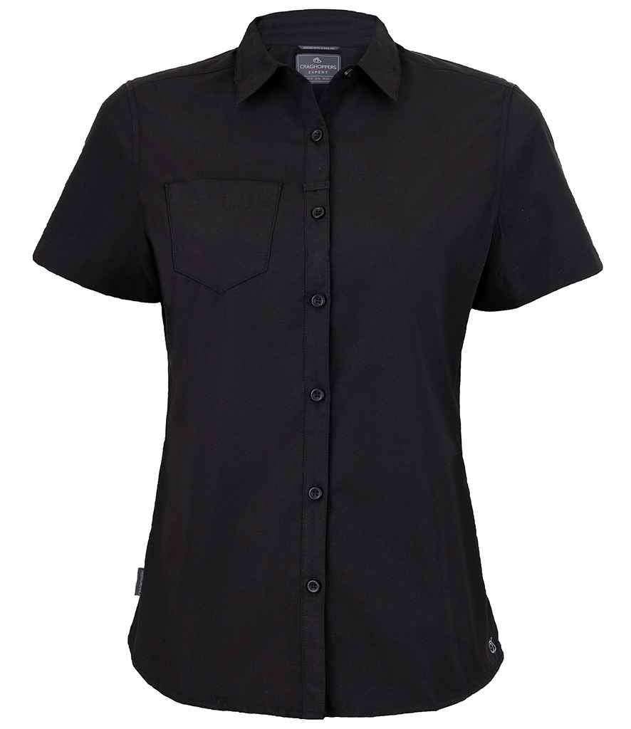 Craghoppers Expert Ladies Kiwi Short Sleeve Shirt - Black (CR543) - front