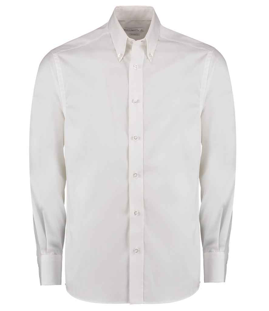Kustom Kit Premium Long Sleeve Tailored Oxford Shirt - FRONT