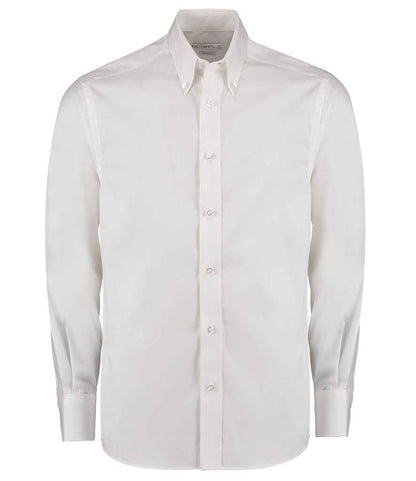 Kustom Kit Premium Long Sleeve Tailored Oxford Shirt - FRONT
