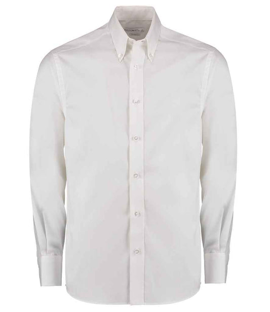 Kustom Kit Premium Long Sleeve Tailored Oxford Shirt - FRONT