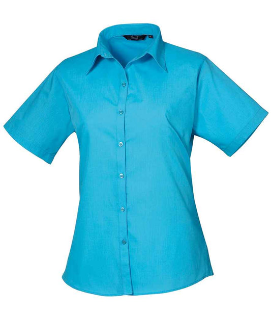 Premier Ladies Short Sleeve Poplin Blouse - FRONT