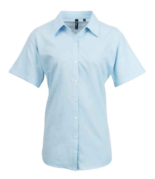 Premier Ladies Signature Short Sleeve Oxford Shirt - FRONT