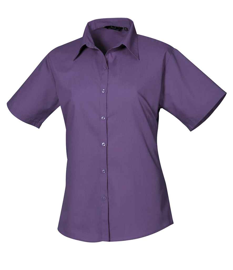 Premier Ladies Short Sleeve Poplin Blouse - FRONT