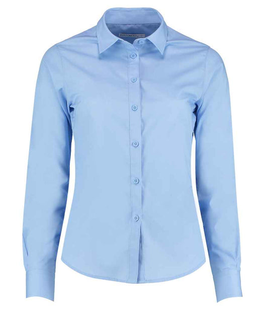 Kustom Kit Ladies Long Sleeve Tailored Poplin Shirt - FRONT