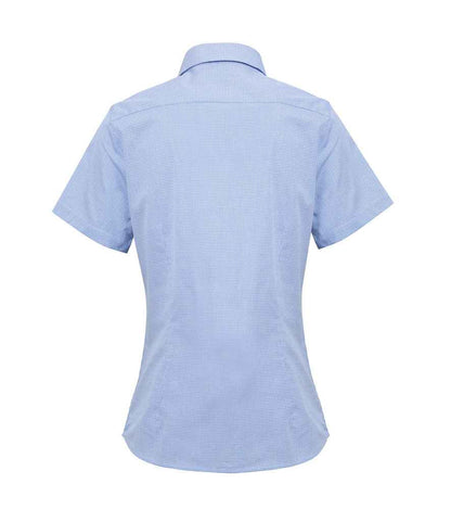 Premier Ladies Gingham Short Sleeve Shirt - BACK