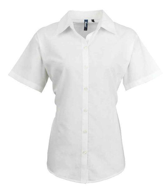 Premier Ladies Signature Short Sleeve Oxford Shirt - FRONT