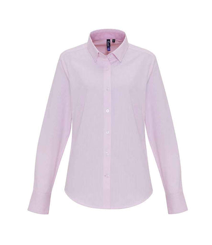 Premier Ladies Long Sleeve Striped Oxford Shirt - FRONT