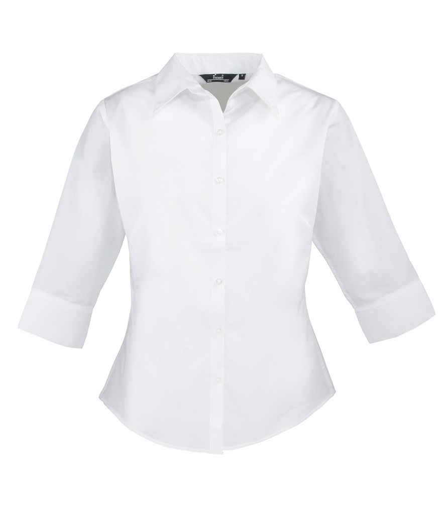 Premier Ladies 3/4 Sleeve Poplin Blouse - FRONT