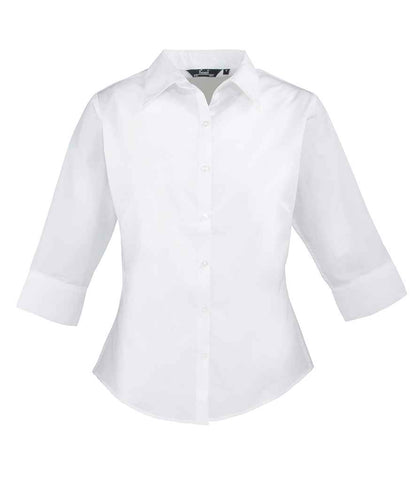 Premier Ladies 3/4 Sleeve Poplin Blouse - FRONT
