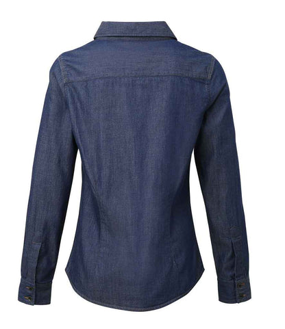 Premier Ladies Jeans Stitch Denim Shirt - BACK