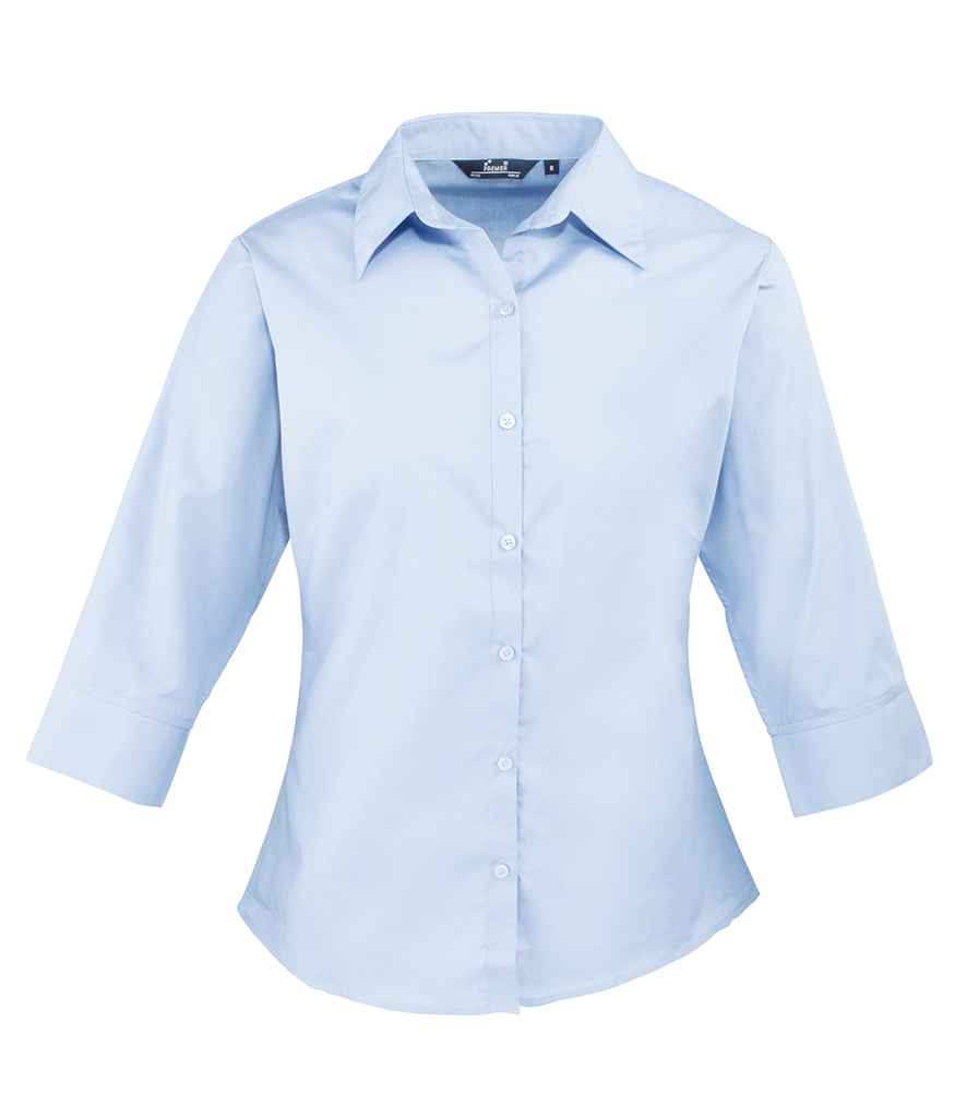 Premier Ladies 3/4 Sleeve Poplin Blouse - FRONT