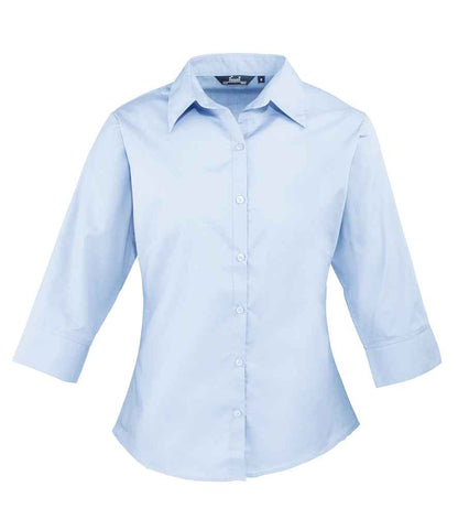 Premier Ladies 3/4 Sleeve Poplin Blouse - FRONT