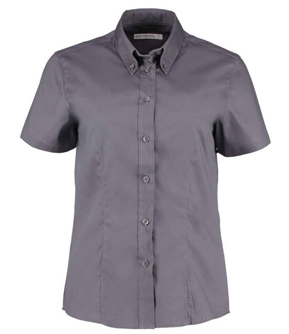 Kustom Kit Ladies Premium Short Sleeve Tailored Oxford Shirt - FRONT
