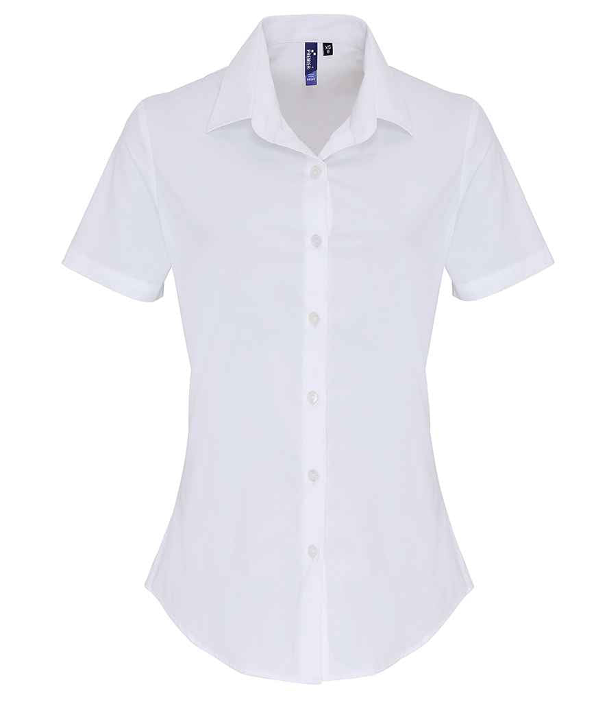 Premier Ladies Short Sleeve Stretch Fit Poplin Shirt - FRONT
