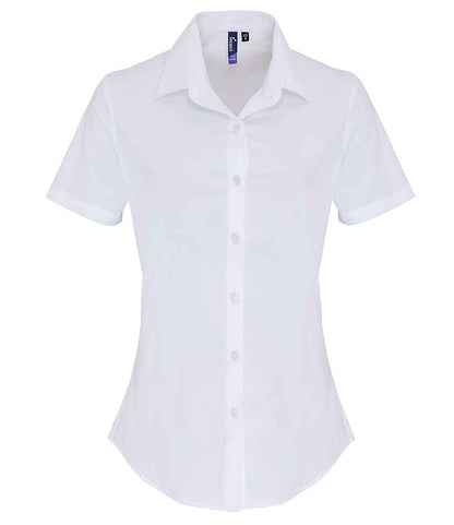 Premier Ladies Short Sleeve Stretch Fit Poplin Shirt - FRONT