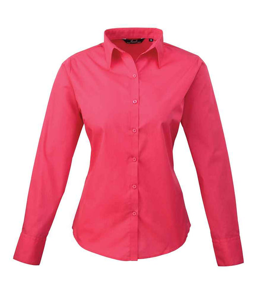 Premier Ladies Long Sleeve Poplin Blouse - FRONT