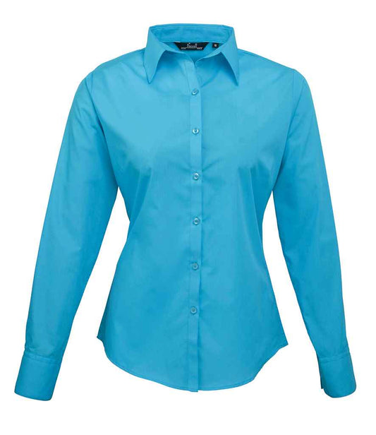 Premier Ladies Long Sleeve Poplin Blouse - FRONT