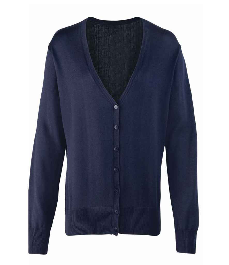Premier Ladies Cotton Acrylic V Neck Cardigan - FRONT