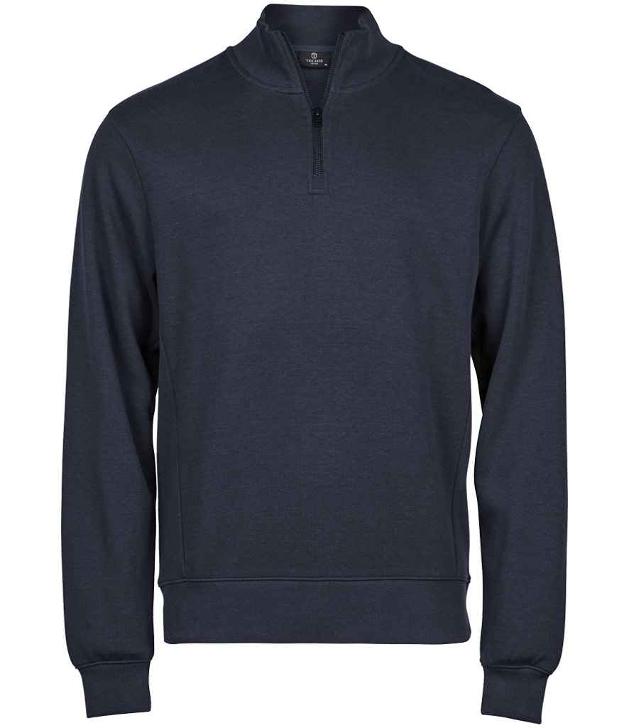 Tee Jays Ribbed Interlock Half Zip Sweatshirt - FRONT