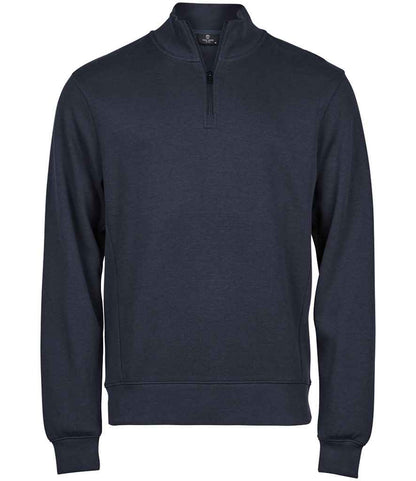 Tee Jays Ribbed Interlock Half Zip Sweatshirt - FRONT