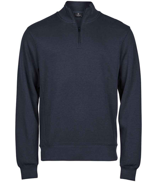 Tee Jays Ribbed Interlock Half Zip Sweatshirt - FRONT