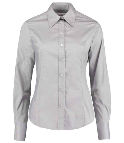 Kustom Kit Ladies Premium Long Sleeve Tailored Oxford Shirt - FRONT