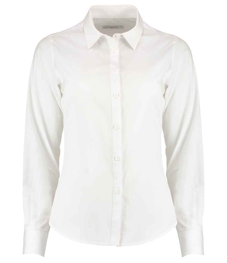 Kustom Kit Ladies Long Sleeve Tailored Poplin Shirt - FRONT