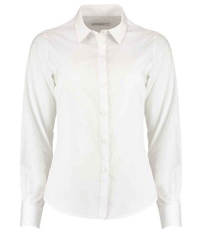 Kustom Kit Ladies Long Sleeve Tailored Poplin Shirt - FRONT