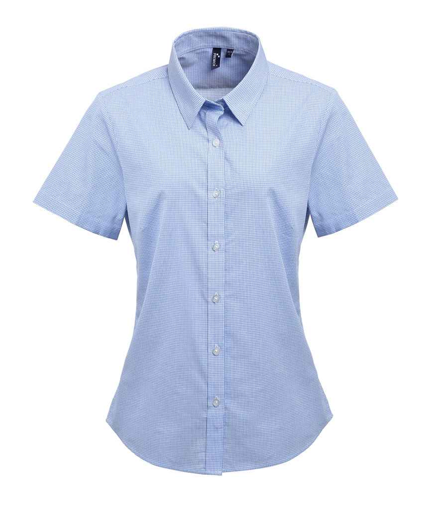 Premier Ladies Gingham Short Sleeve Shirt - FRONT