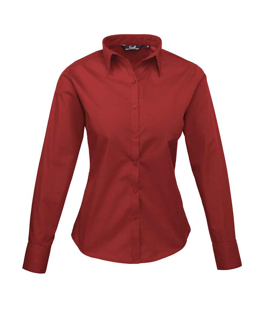 Premier Ladies Long Sleeve Poplin Blouse - FRONT